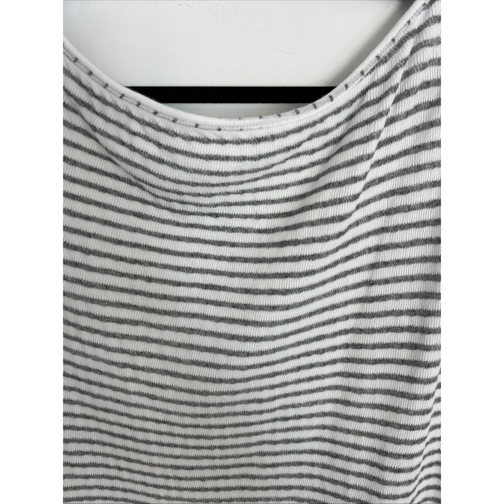 Women's‎ 2XL Long Sleeve Pullover White Gray Stripe Soft Comfy Made In U.S.A - Picture 9 of 9